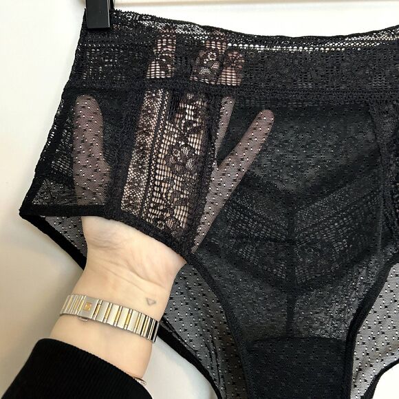 Free People High Waist Black Lace Briefs Undies - Picture 2 of 5